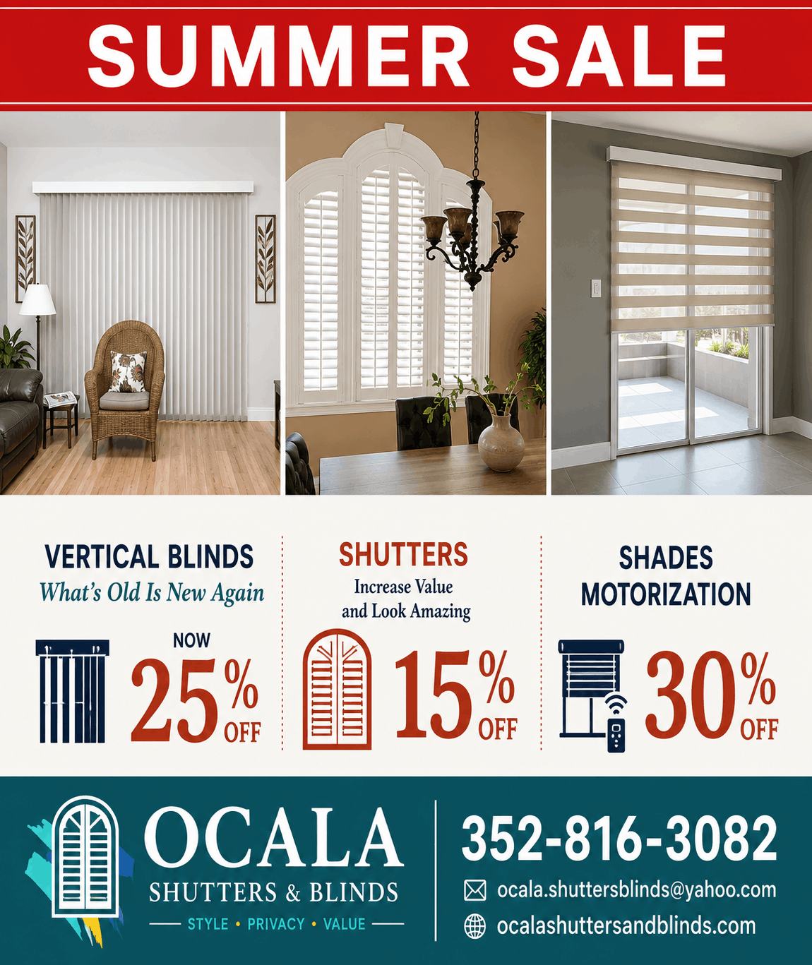 White window blinds in Ocala, FL.